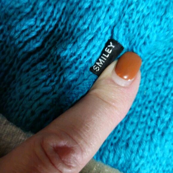 Vintage Smiley 100% Wool Beanie Ski Hat USA Knit Cap Blue on Blue Fair Isle - Picture 7 of 7